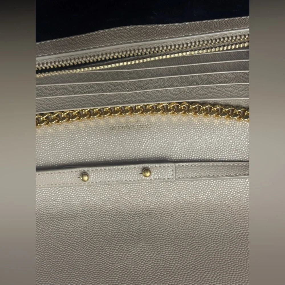Saint Laurent Taupe Quilted Leather Chain Shoulder Bag with Gold Hardware - Picture 3 of 10